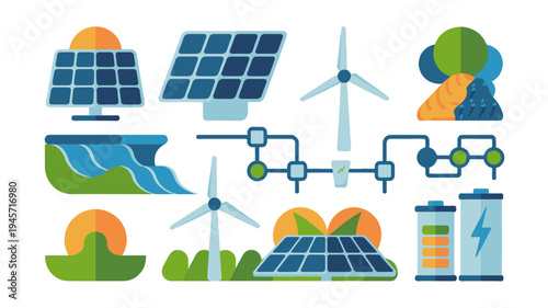 Renewable Energy Sources Illustration.