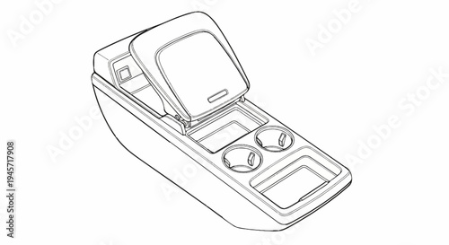 Vehicle center console with open storage, cupholders, and armrest