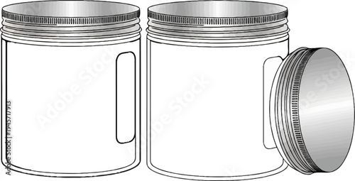 Two metal-lidded jars, one with its lid removed and tilted