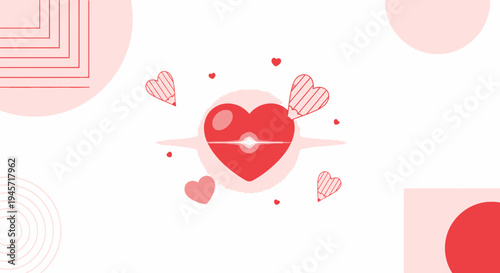 Red Heart Icon with Arrow, Love Symbol, Valentine's Day, Romantic Graphics