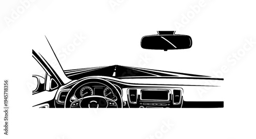 View from inside a car looking at the road ahead and dashboard