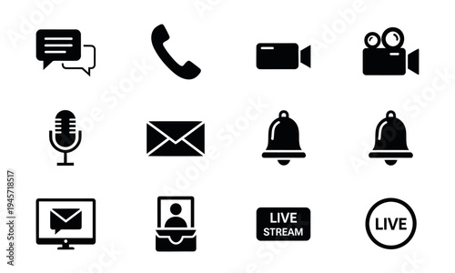 Collection of icons for communication and broadcasting