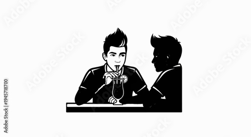 Two friends share a drink at a table