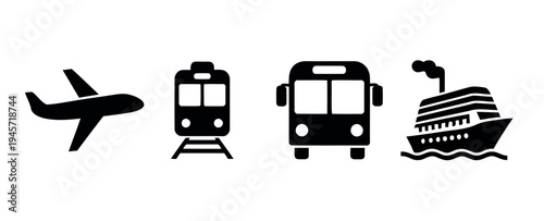 Transportation modes icons set