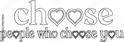 Text and heart shapes in a design promoting positive relationships