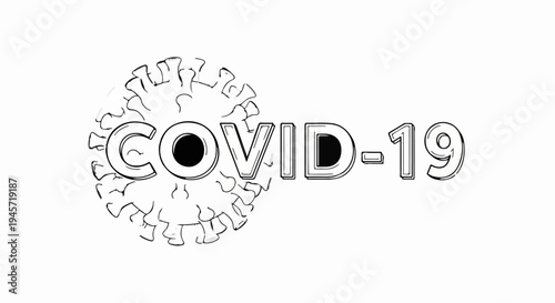 Text COVID-19 with virus illustration