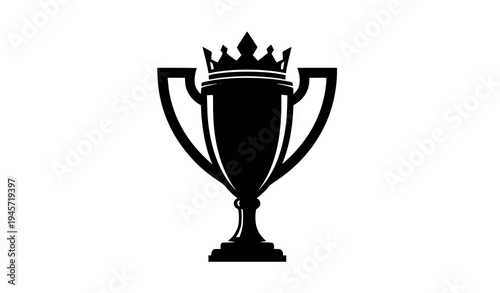 English football champion trophy cup silhouette vector icon soccer league winner award symbol