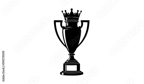 English football champion trophy cup silhouette vector icon soccer league winner award symbol