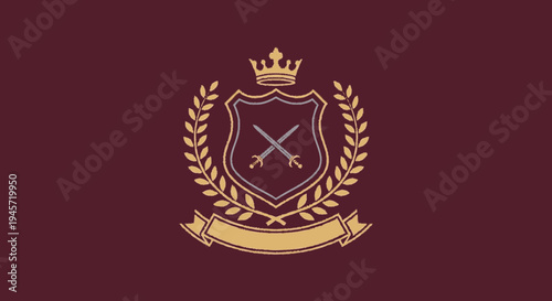 Golden Shield Emblem with Crossed Swords.