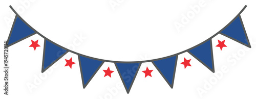 Bunting patriotic banner with stars decorative party flag garland vector illustration