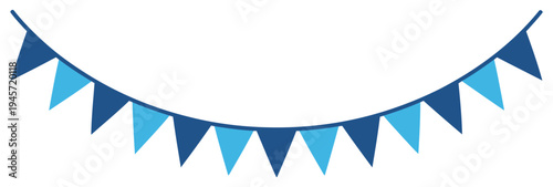 Bunting decorative party banner with blue triangular flags hanging garland vector
