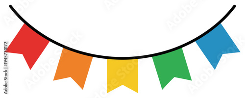 Bunting colorful pennant banner hanging festive party decoration garland vector