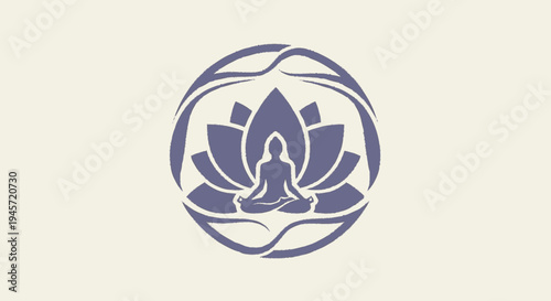 Lotus Flower Yoga Meditation Logo Design.