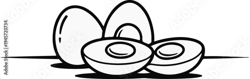 Two whole and two halved avocados on a white surface