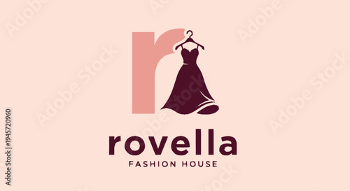 Fashion House Logo with Elegant Dress Design.