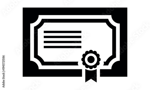 Certificate icon with ribbon and seal