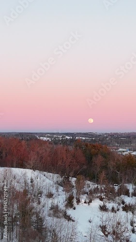 An aerial view of a sunset in the country