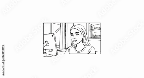 Woman taking a picture with a tablet device in a room