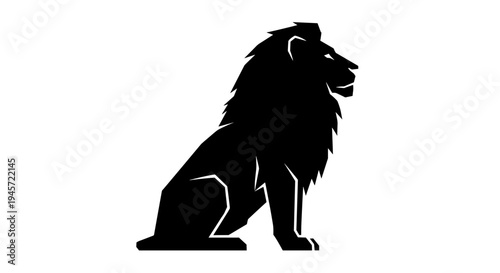 Black Lion Silhouette Sitting Profile.