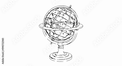 Stylized sketch of an armillary sphere on a stand