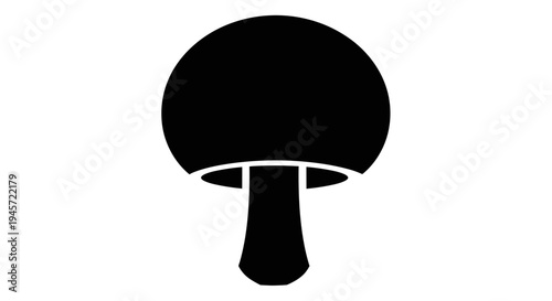 Black Mushroom Icon Illustration.