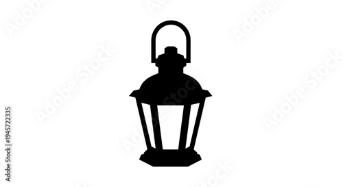 Black Silhouette Lantern Icon.
