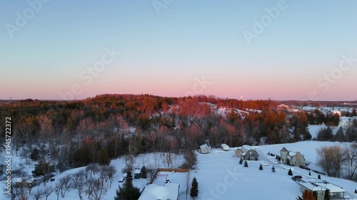 An aerial view of a sunset in the country