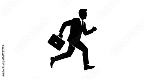 Businessman Running With Briefcase.