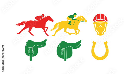 Iconic symbols and imagery associated with horse racing and equestrian sports