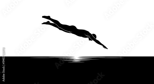 Man diving into water silhouette.