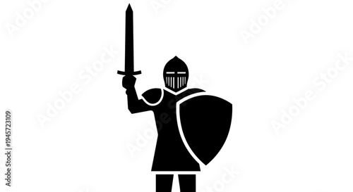 Medieval Knight Holding Sword.