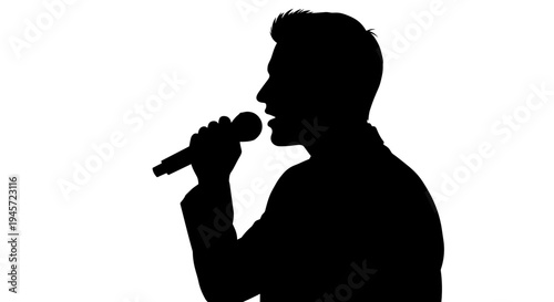 Man Singing into Microphone Silhouette.