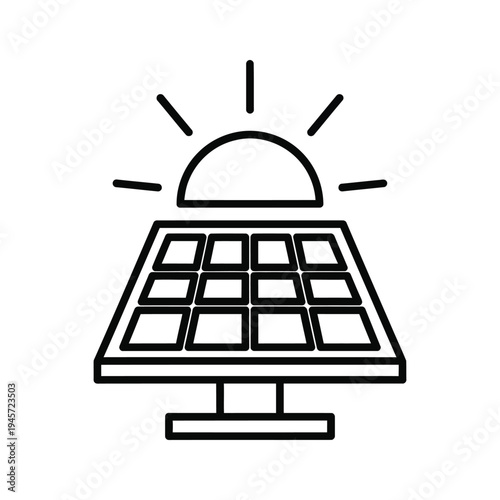 Solar Panel Sun Icon Renewable Energy Concept