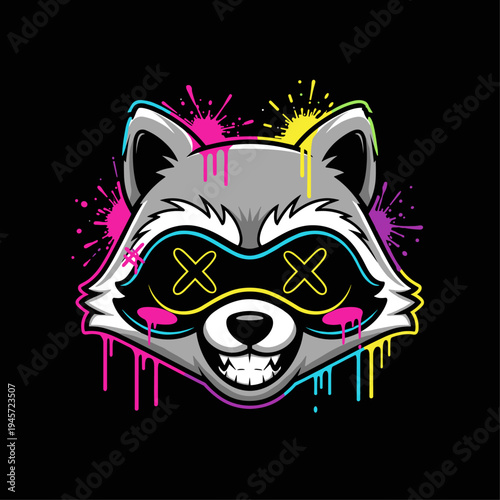 Raccoon Wearing Black Sunglasses.