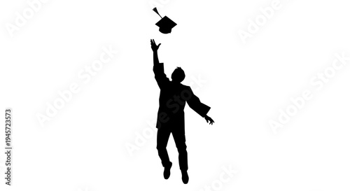 Silhouette of Graduate Throwing Cap.