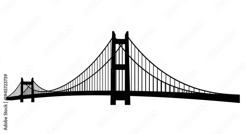 Fototapeta premium Suspension Bridge Structural Silhouette.