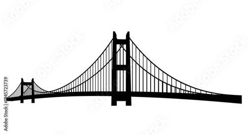 Suspension Bridge Structural Silhouette.