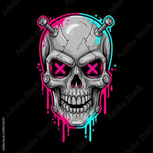 Gray Skull with Pink Eyes Screws.