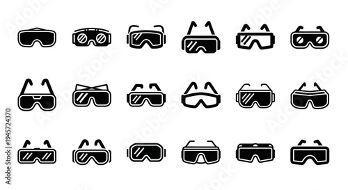 Collection of Virtual Reality VR Goggles and Futuristic Headset Icons