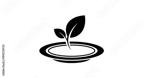Sprout growing from a plate, symbolizing growth, new beginnings, and eco-friendly food.