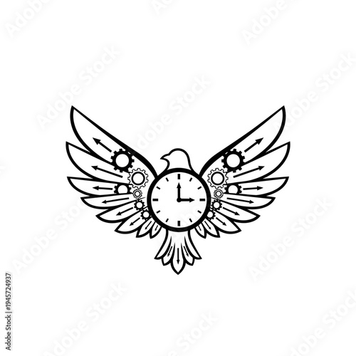 Steampunk Eagle Clockwork Wings Symbol of Time and Freedom