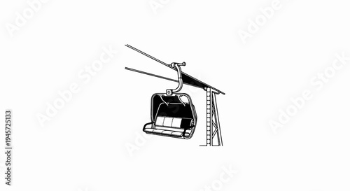 Stylized sketch of a single ski lift chair hanging from a cable