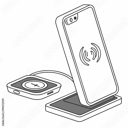 Wireless charging pad with a smartphone and watch