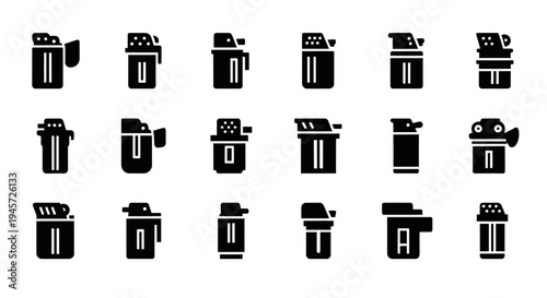 Collection of Various Lighter Icons Representing Different Styles and Designs for Creative Use