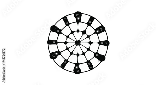 Simple black and white graphic illustration depicts a circular dartboard design with numbered segments for aiming precision.
