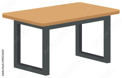 Table modern desk furniture with wooden top and metal frame legs for workspace