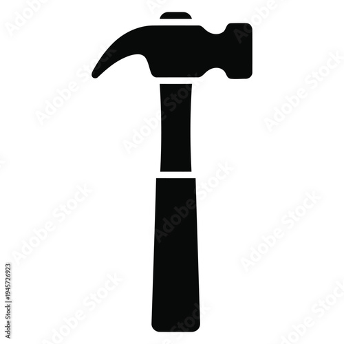 Simple Black Silhouette Icon of a Claw Hammer Tool