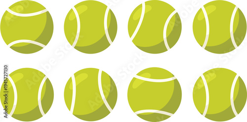 Tennis balls set with bright green sports balls isolated for tennis game equipment and athletic competition vector illustration