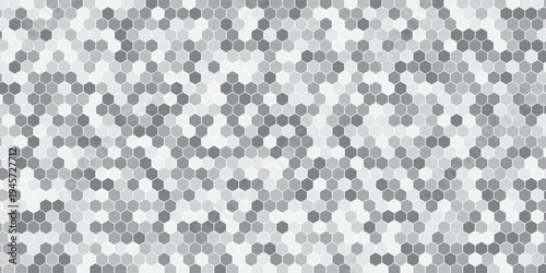 Gray, black, white beehive background. Honeycomb, bees hive cells pattern. Bee honey shapes. Vector geometric seamless texture symbol. Hexagon, hexagonal raster, mosaic cell sign or icon.