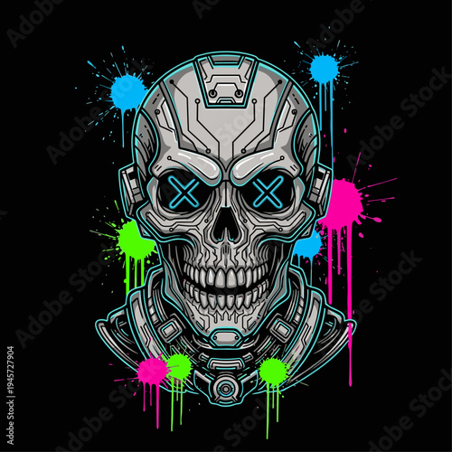 Robotic Skull with Glowing Eyes.
